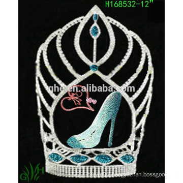 2015 New rhinestone Cheap Tall Pageant Crown Tiara